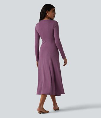 Cut Out Long Sleeve Midi Dress