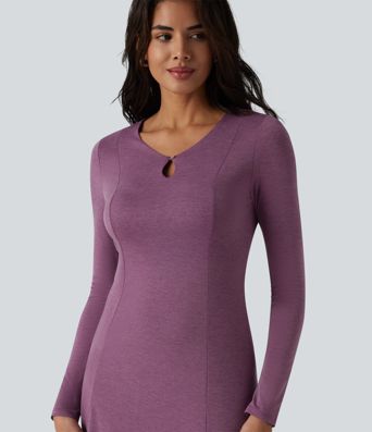 Cut Out Long Sleeve Midi Dress