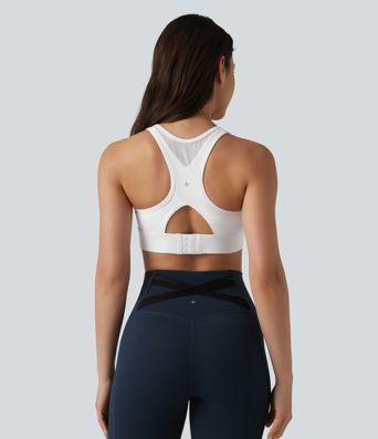 Halara UltraSculpt™ Medium Support Racerback Adjustable Buckle Breathable Mesh Built-in Bra Training Sports Bra