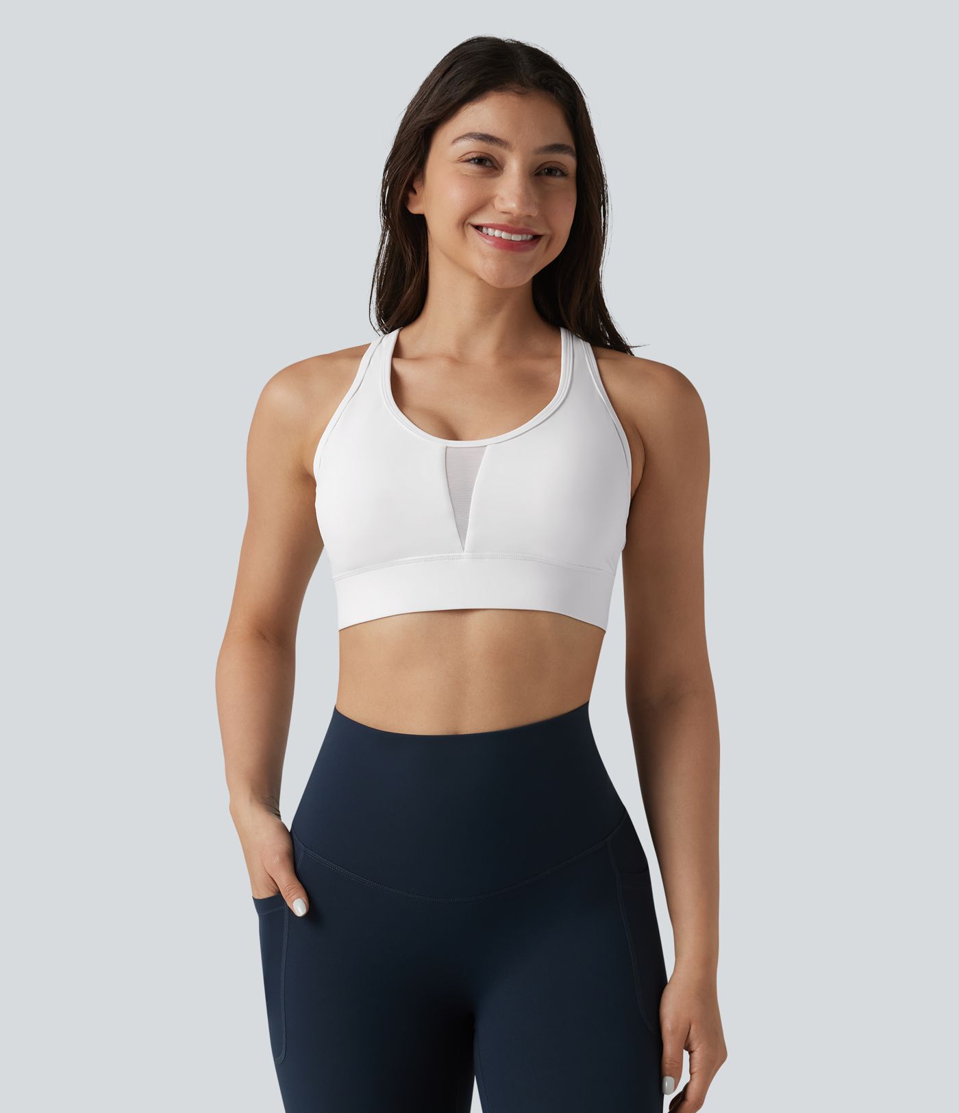 Halara UltraSculpt™ Medium Support Racerback Adjustable Buckle Breathable Mesh Built-in Bra Training Sports Bra