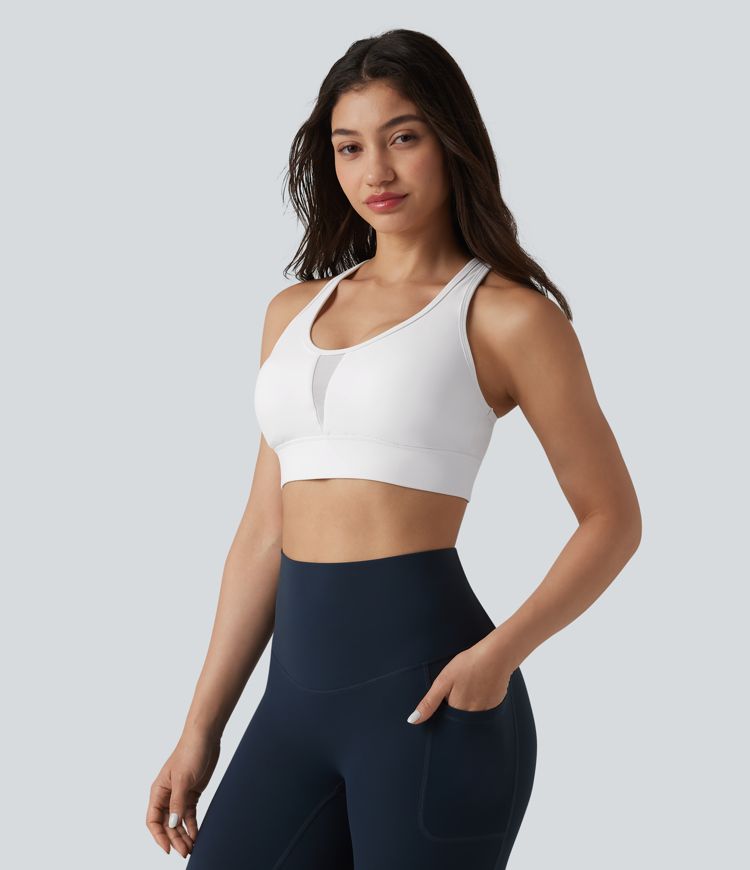Halara UltraSculpt™ Medium Support Racerback Adjustable Buckle Breathable Mesh Built-in Bra Training Sports Bra