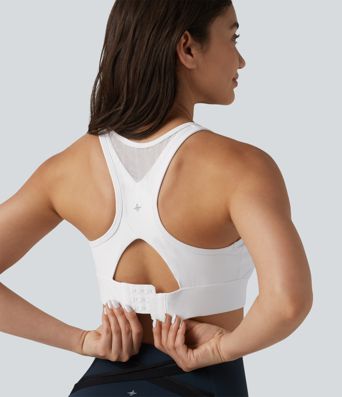 Halara UltraSculpt™ Brassière de sport d'entraînement à maintien moyen, dos nageur, boucle réglable, maille respirante, avec soutien-gorge intégré