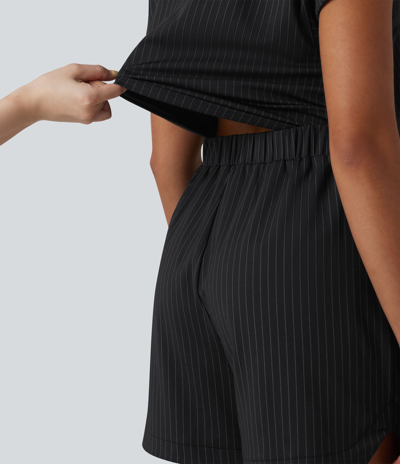 Short Sleeve Stripe Casual Shirt Romper with Pockets-Easy Peezy Edition Short Sleeve Stripe Casual Shirt Romper with Pockets-Easy Peezy Edition