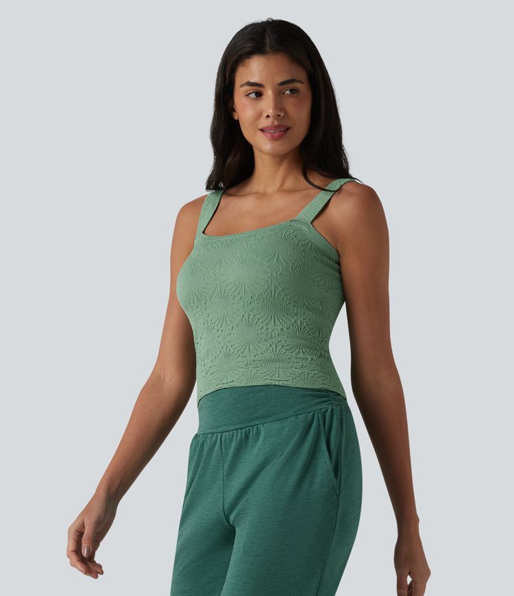 OneForm Seamless Flow Square Neck Built-in Bra Yoga Tank Top