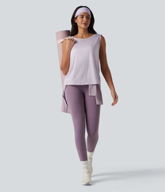 Gerafftes, rückenfreies Yoga-Top mit überkreuzten Trägern