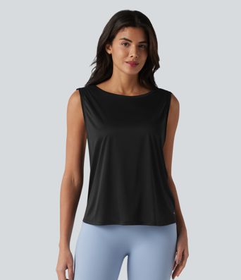 Crisscross Backless Ruched Yoga Tank Top