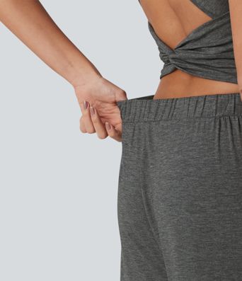 Combinaison décontractée fluide sans manches à dos croisé, col en U et ourlet à volants, avec poches - Easy Peezy