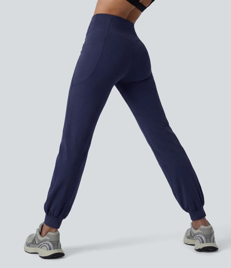 SoftlyZero™ High Waisted Crossover Dance Joggers with Pockets-UPF50+ SoftlyZero™ High Waisted Crossover Dance Joggers with Pockets-UPF50+