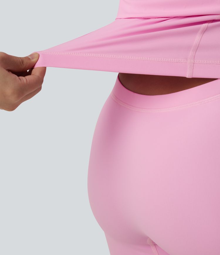 SoftlyZero™ Airy Round Neck Short Sleeve 2-in-1 Cool Touch Mini Yoga Active Dress with Pockets-asy Peezy Edition