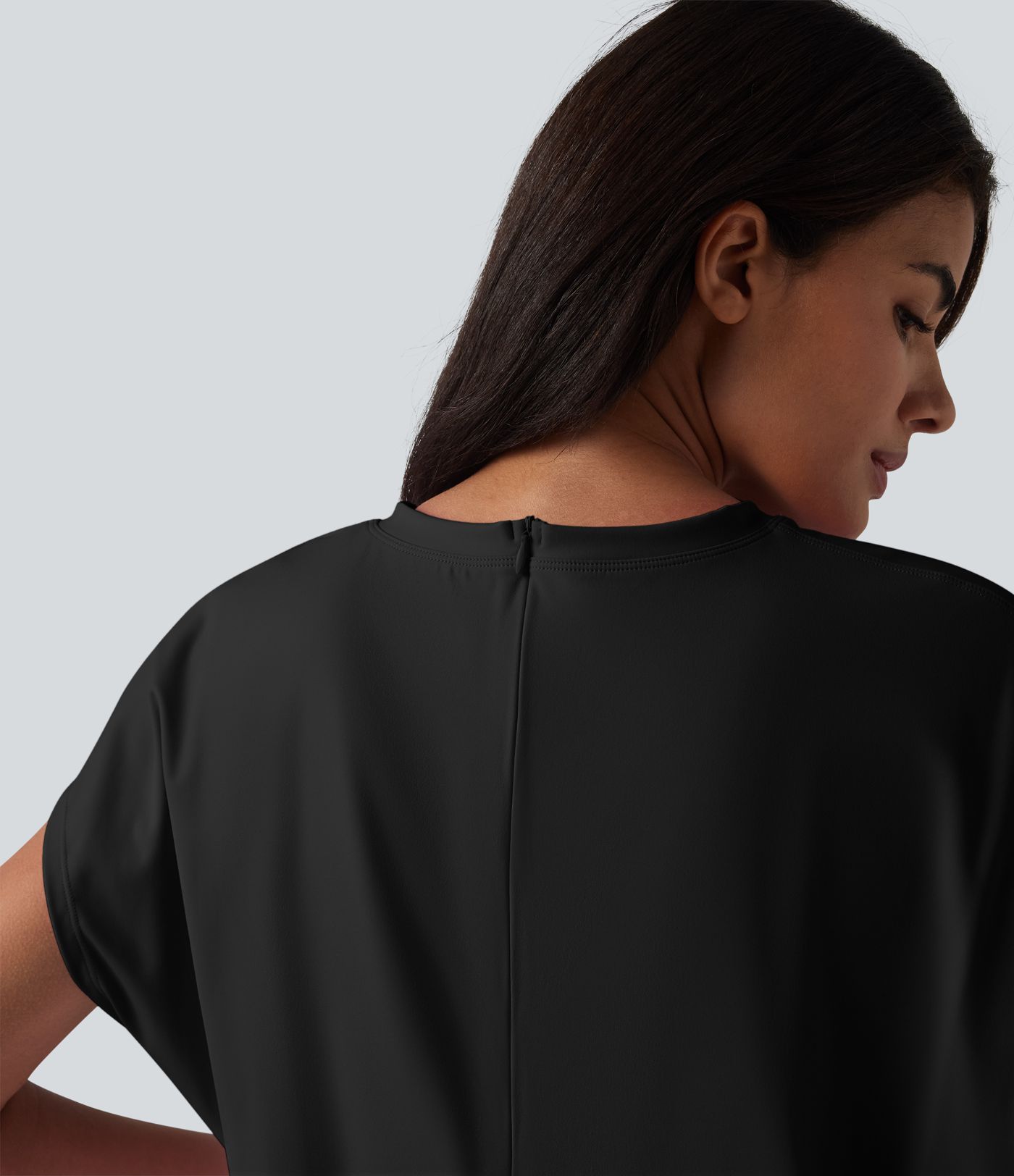 SoftlyZero™ Airy Round Neck Short Sleeve 2-in-1 Cool Touch Mini Yoga Active Dress with Pockets-Easy Peezy Edition SoftlyZero™ Airy Round Neck Short Sleeve 2-in-1 Cool Touch Mini Yoga Active Dress with Pockets-Easy Peezy Edition