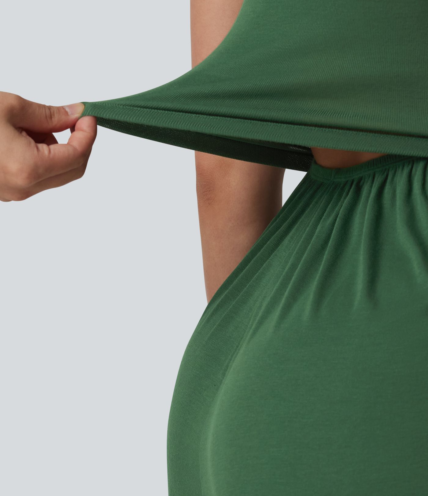 Ribbed V-neck Sleeveless Ruched Built-in Bra Casual Romper with Pockets-Easy Peezy