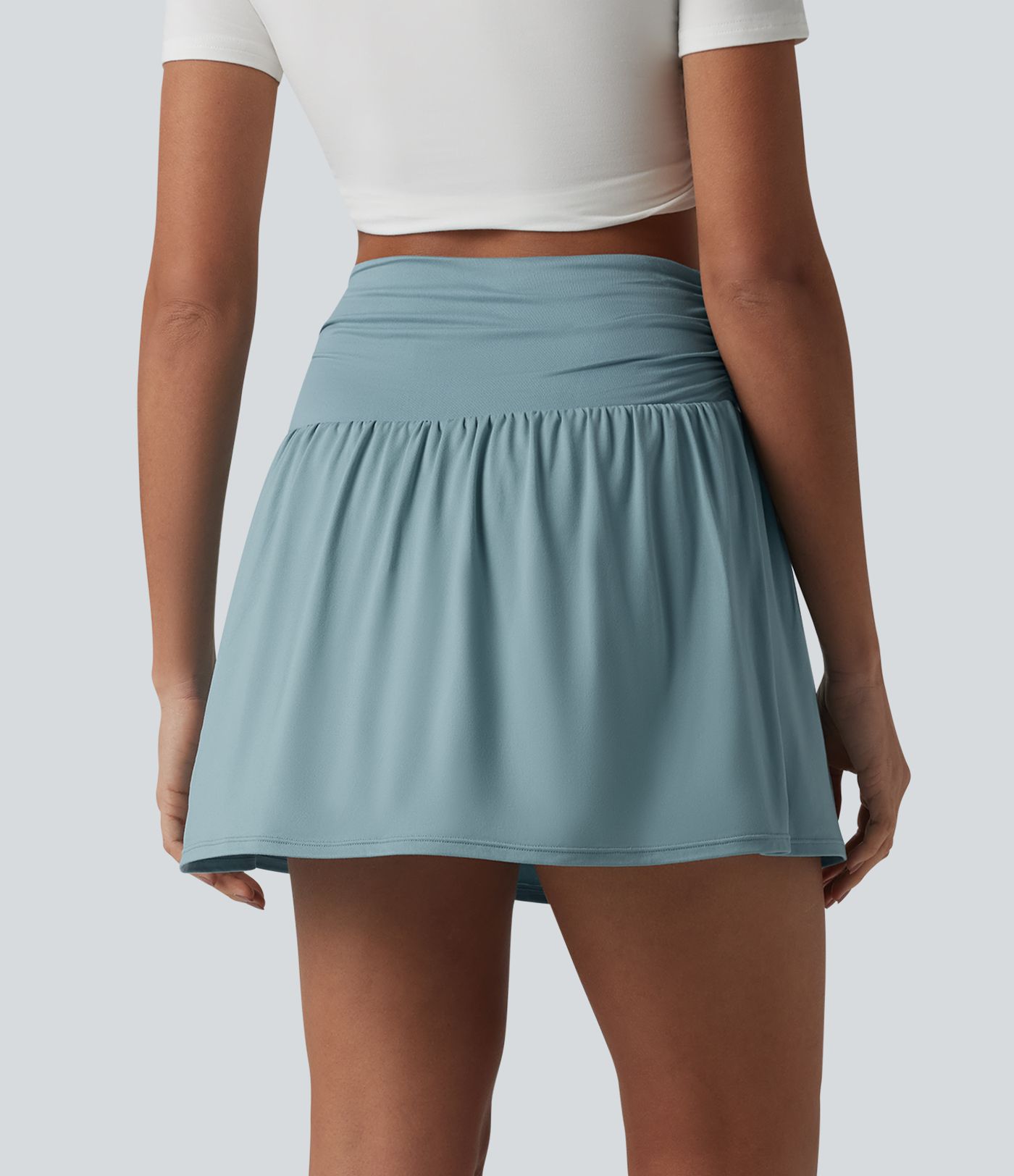 Jupe casual micro mini 2-en-1 taille haute avec poches