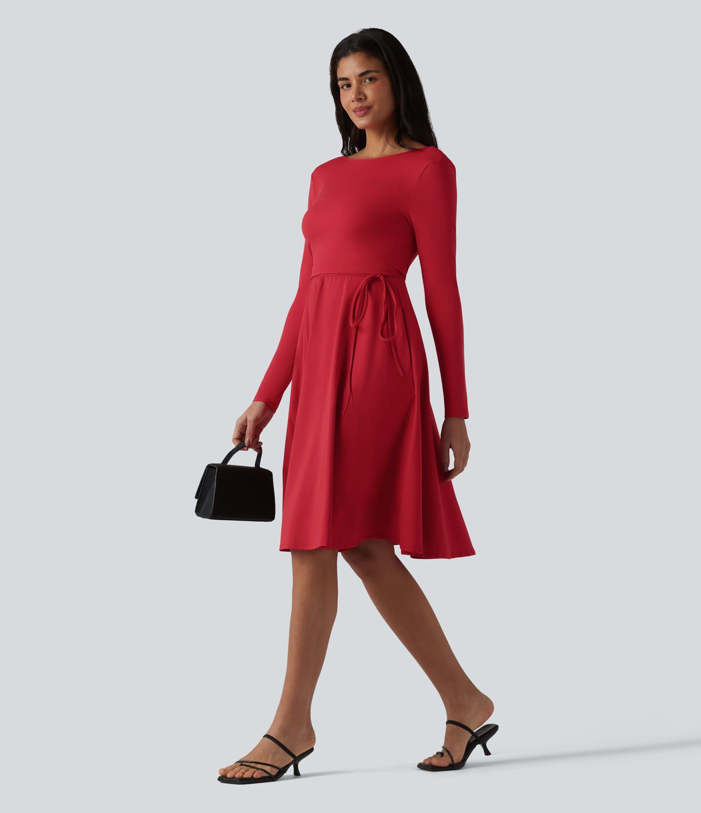 SoftlyZero™ Airy Robe midi 2 pièces toucher frais à manches longues, effet portefeuille et poches SoftlyZero™ Airy Robe midi 2 pièces toucher frais à manches longues, effet portefeuille et poches