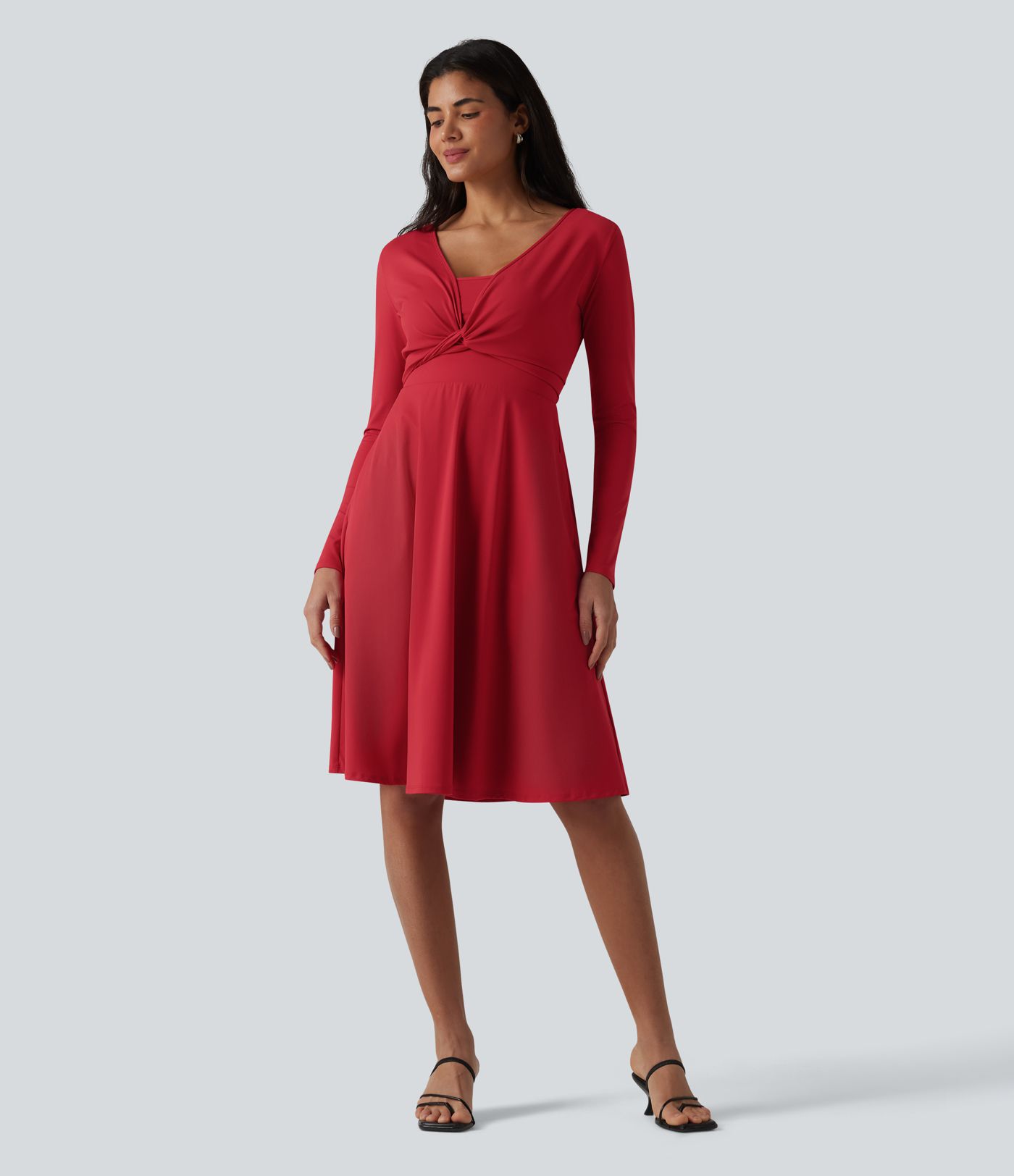 SoftlyZero™ Airy Robe midi 2 pièces toucher frais à manches longues, effet portefeuille et poches SoftlyZero™ Airy Robe midi 2 pièces toucher frais à manches longues, effet portefeuille et poches