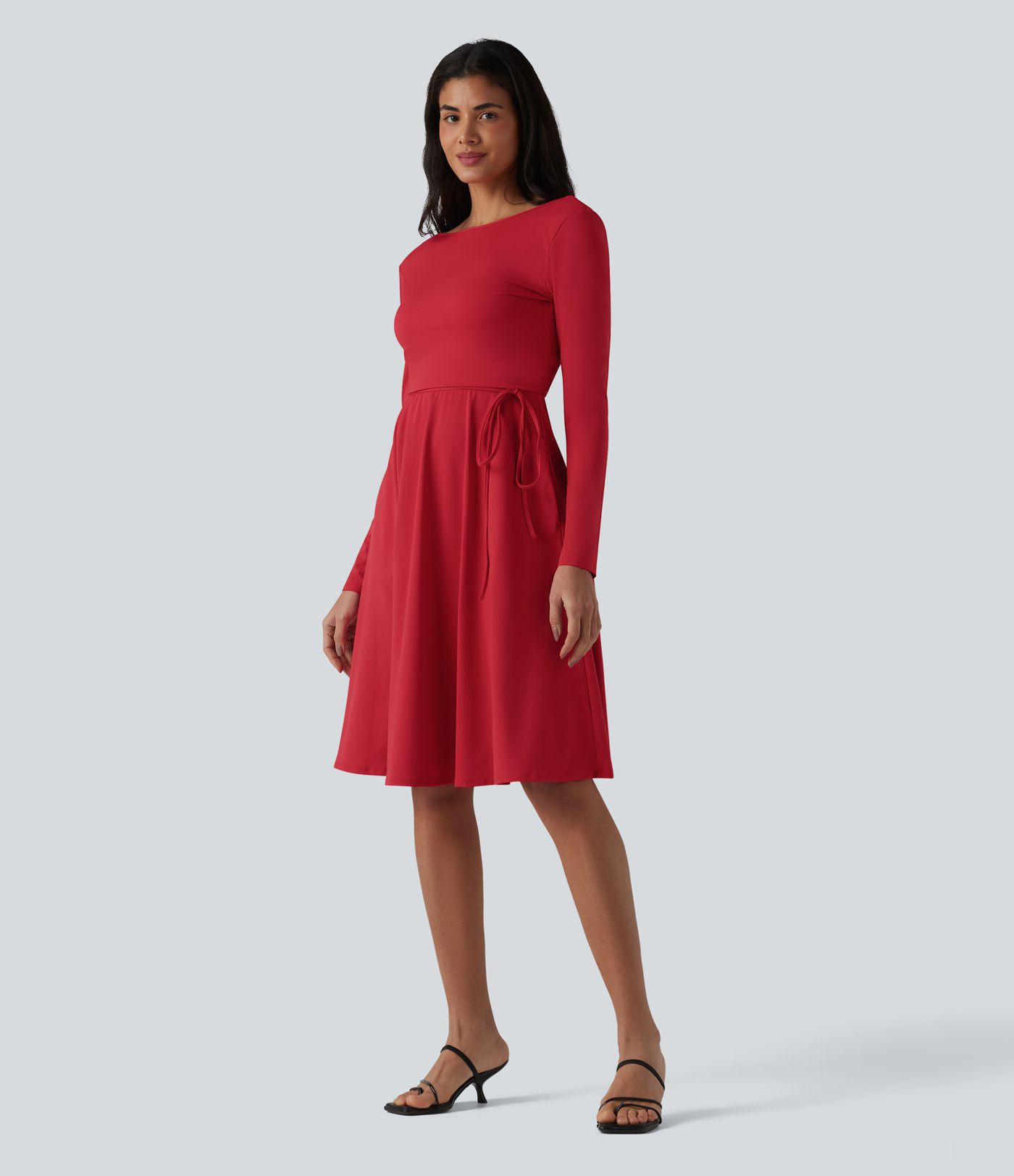SoftlyZero™ Airy Robe midi 2 pièces toucher frais à manches longues, effet portefeuille et poches SoftlyZero™ Airy Robe midi 2 pièces toucher frais à manches longues, effet portefeuille et poches