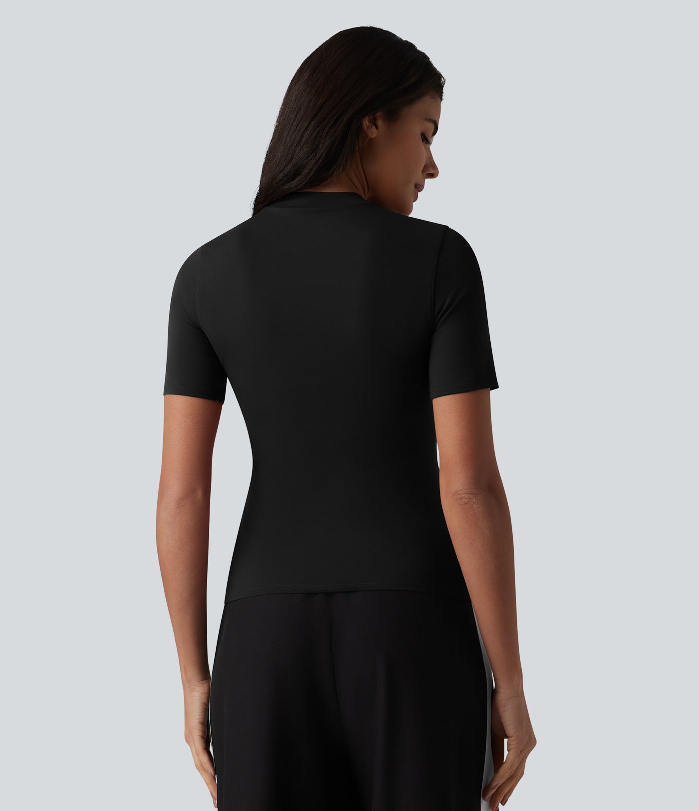 Round Neck Short Sleeve Built-in Bra Casual T-Shirt