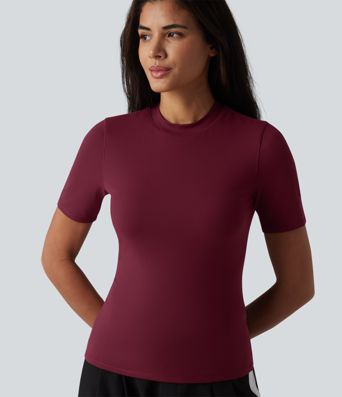 Tricou casual cu decolteu rotund, mâneci scurte și sutien integrat