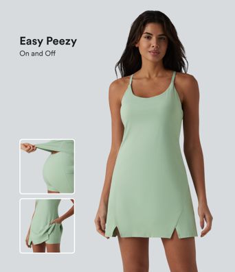 SoftlyZero™ Airy 2-in-1 Cool Touch Mini Dance Active Slip Dress with Pockets-Easy Peezy Edition