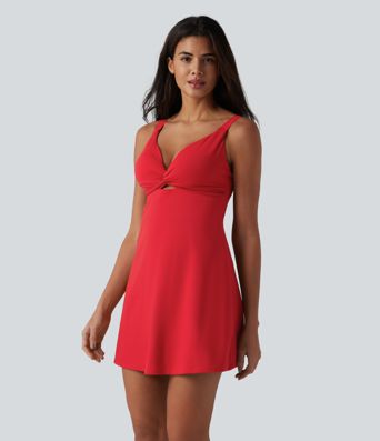 SoftlyZero™ Plush Robe sport avec bretelles ajustables torsadées, effet push-up, coussinets non amovibles et poches - Easy Peasy