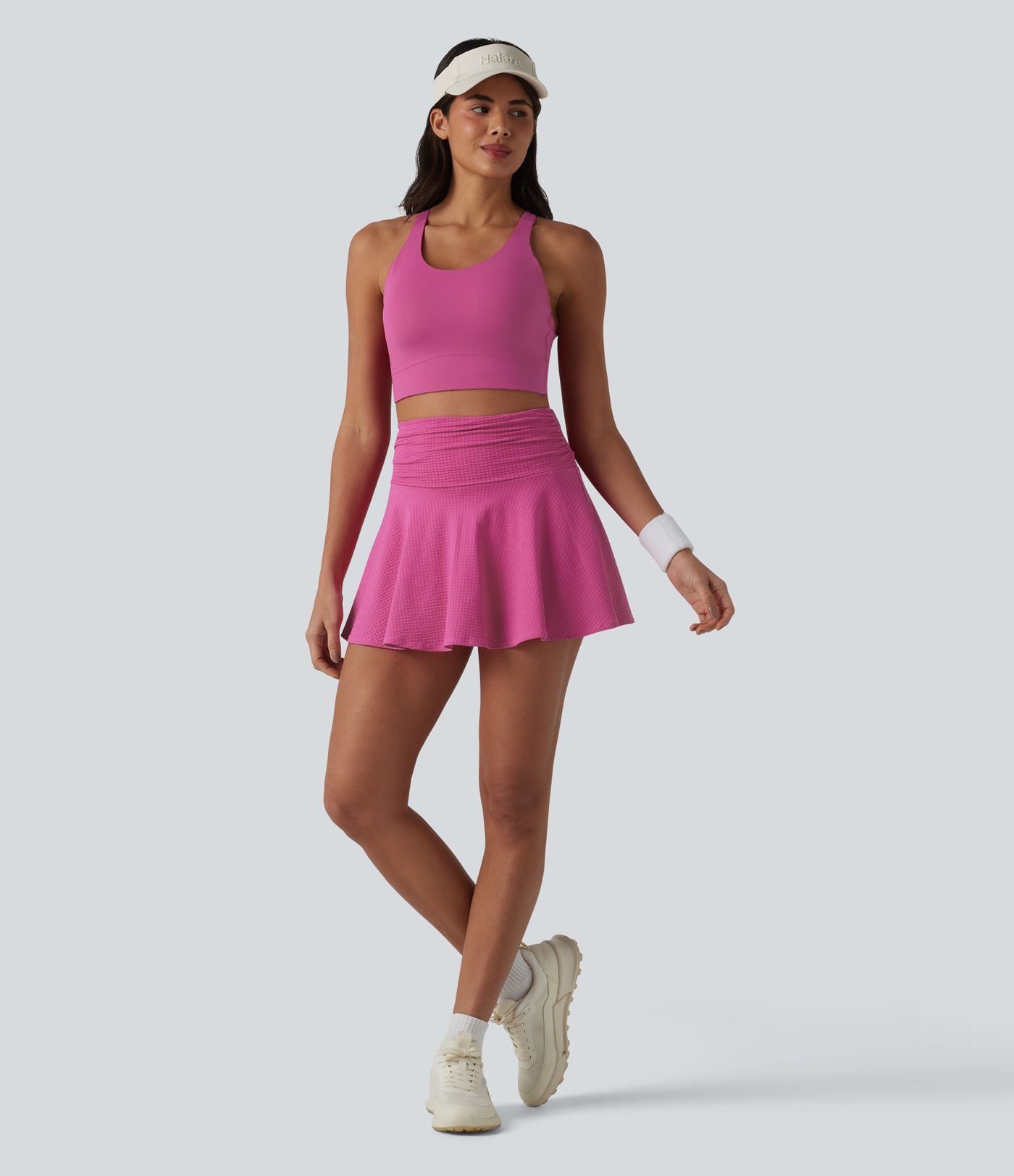 Jupe mini évasée 2-en-1 de tennis taille haute à séchage rapide, avec poches – Protection UPF 40+