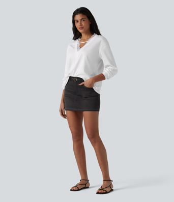 V-neck Contrast Lace Long Sleeve Casual Pima Cotton T-Shirt V-neck Contrast Lace Long Sleeve Casual Pima Cotton T-Shirt