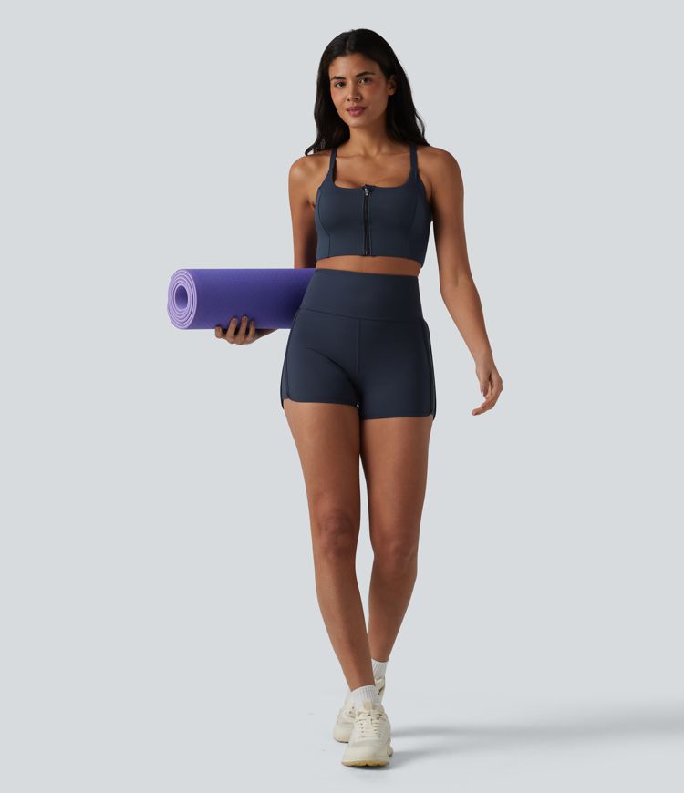 Softlyzero™ Airy - Yoga shorts with a high crossover waistband, waistband pocket, tummy control, cool touch and rounded hem - skinny