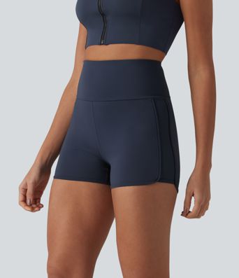 Softlyzero™ Airy - Yoga shorts with a high crossover waistband, waistband pocket, tummy control, cool touch and rounded hem - skinny