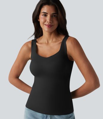 Built-in Bra Casual Tank Top B-E Cups