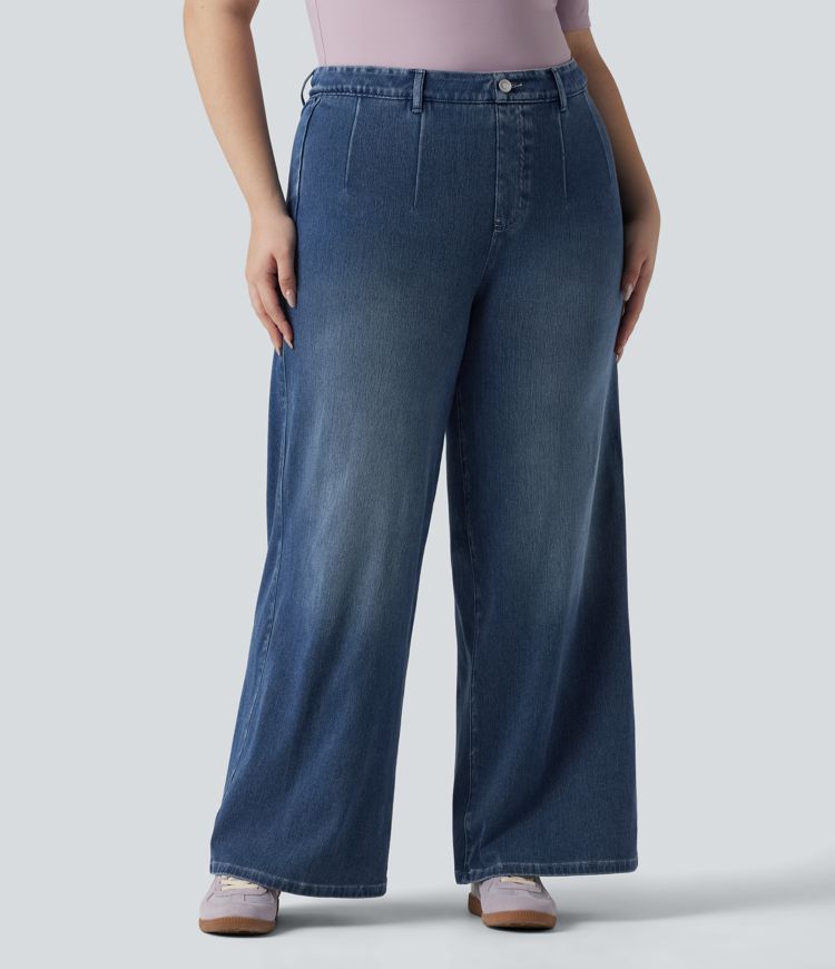 Halara Flex™ Jean large casual grande taille taille haute ventre plat avec poches