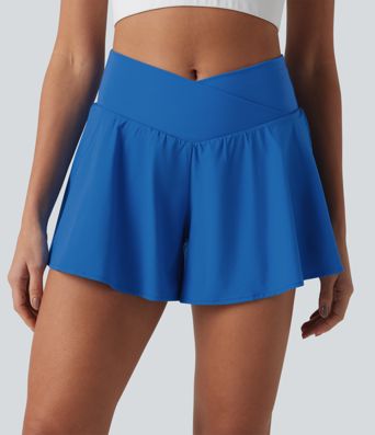 Breezeful™ - 2-in-1 Lauf-Shorts mit hohem Crossover-Bund und Seitentaschen - schnelltrocknend, 10,2cm