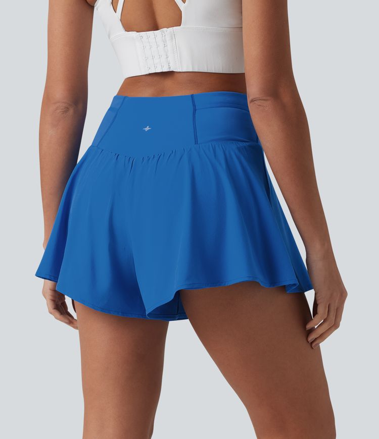 Breezeful™ - 2-in-1 Lauf-Shorts mit hohem Crossover-Bund und Seitentaschen - schnelltrocknend, 10,2cm