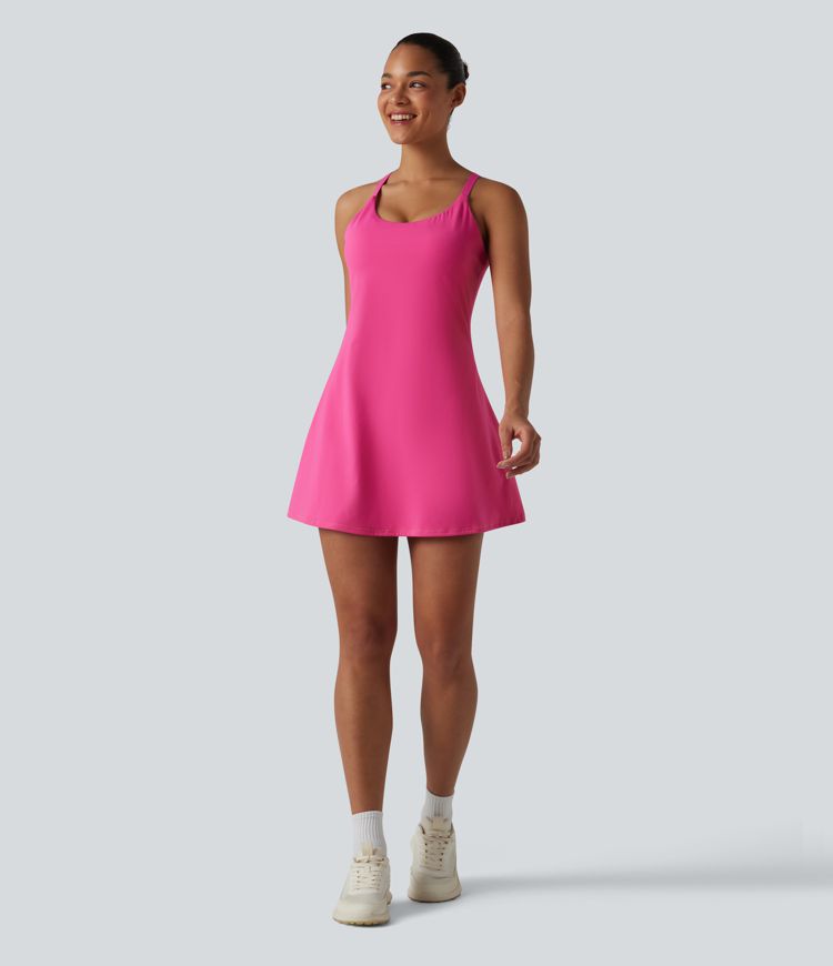 SoftlyZero™ Plush Push-Up Adjustable Straps Crisscross Backless Built-in Bra Dance Active Dress D-F Cups-Easy Peezy Edition