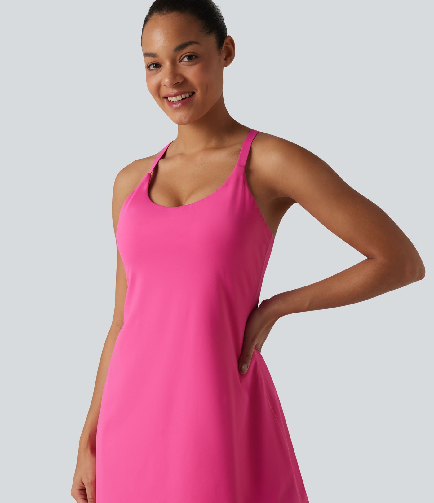 SoftlyZero™ Plush Push-Up Adjustable Straps Crisscross Backless Built-in Bra Dance Active Dress D-F Cups-Easy Peezy Edition