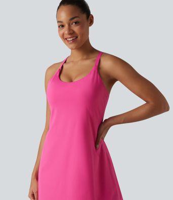 SoftlyZero™ Plush Push-Up Adjustable Straps Crisscross Backless Built-in Bra Dance Active Dress D-F Cups-Easy Peezy Edition