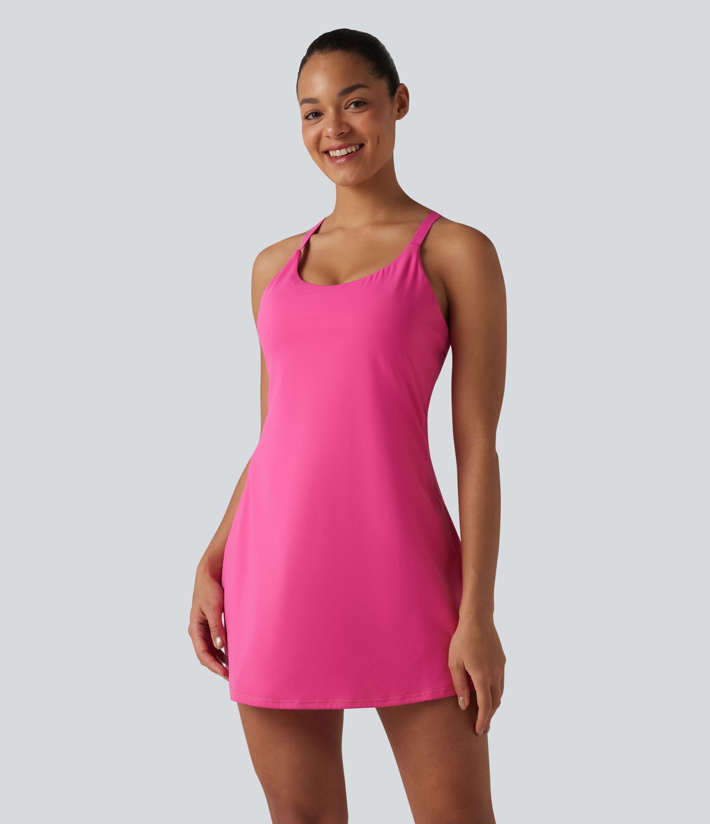 SoftlyZero™ Plush Push-Up Adjustable Straps Crisscross Backless Built-in Bra Dance Active Dress D-F Cups-Easy Peezy Edition