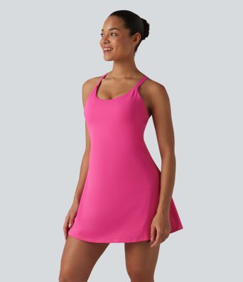 SoftlyZero™ Plush Push-Up Adjustable Straps Crisscross Backless Built-in Bra Dance Active Dress D-F Cups-Easy Peezy Edition