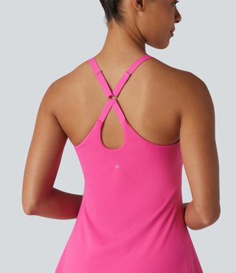 SoftlyZero™ Plush Push-Up Adjustable Straps Crisscross Backless Built-in Bra Dance Active Dress D-F Cups-Easy Peezy Edition