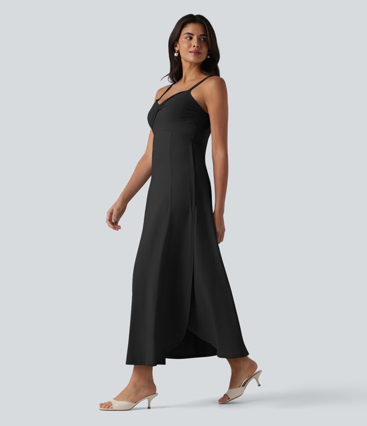 V Neck Midi Slip Dress