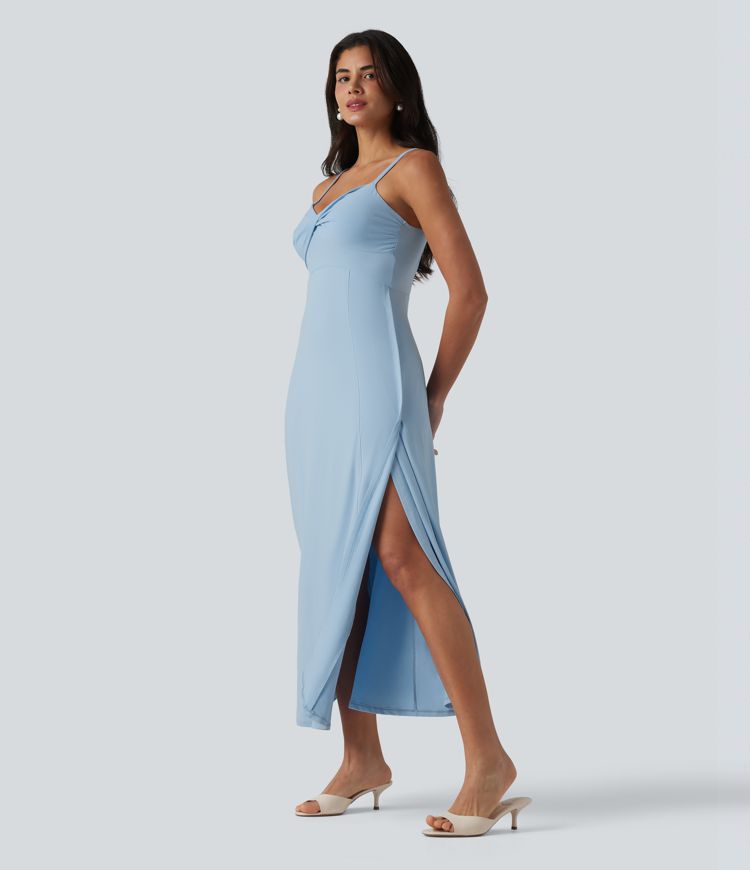 V Neck Midi Slip Dress