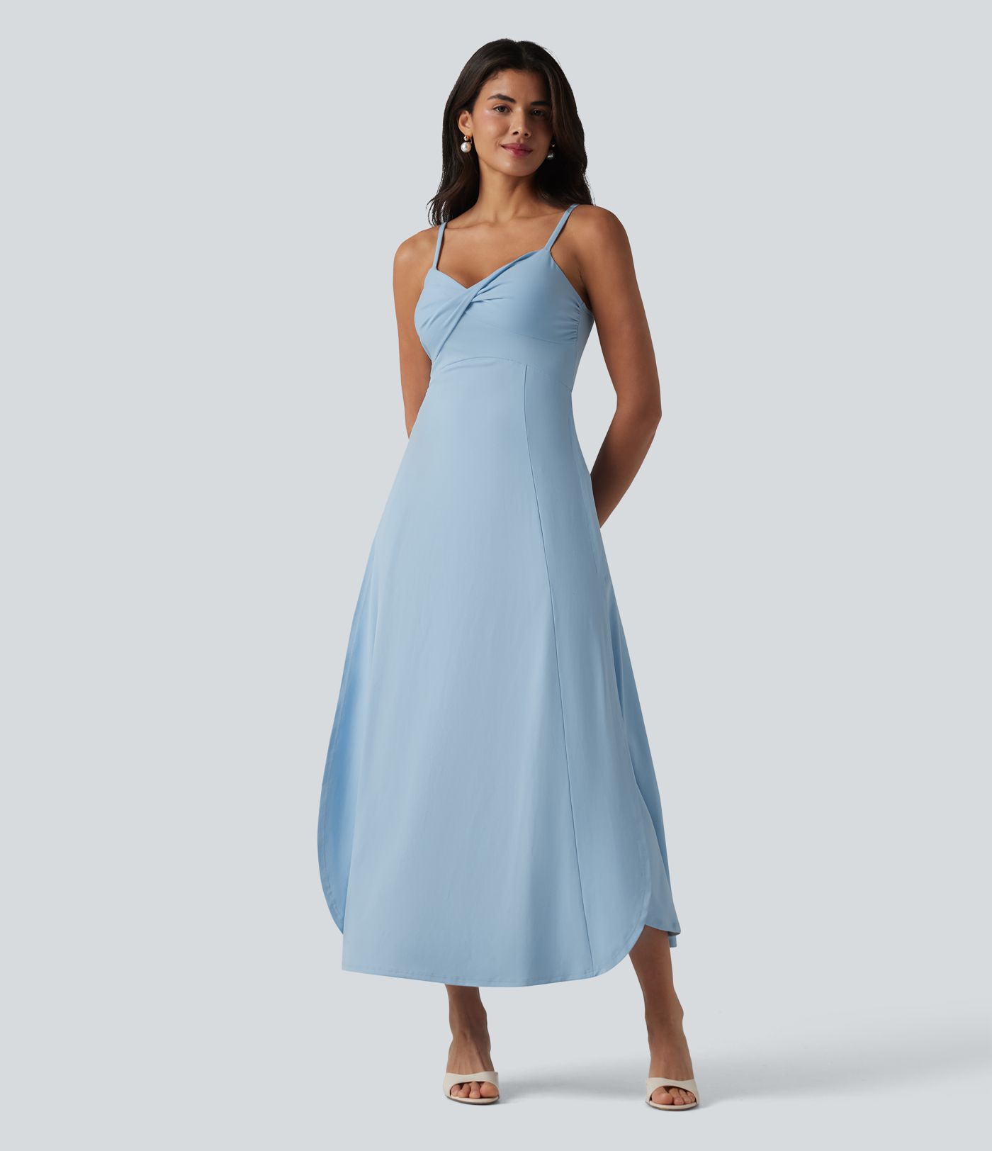 V Neck Midi Slip Dress