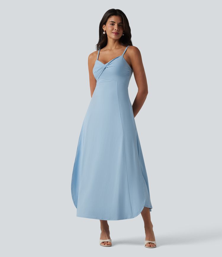 V Neck Midi Slip Dress