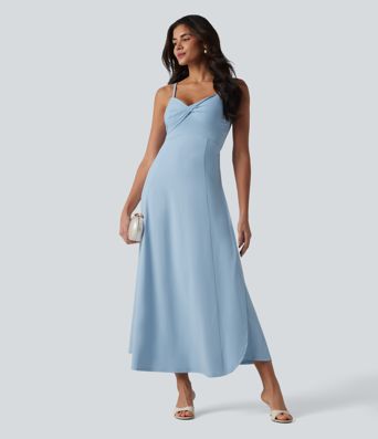 V Neck Midi Slip Dress