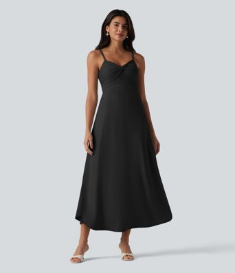 V Neck Midi Slip Dress
