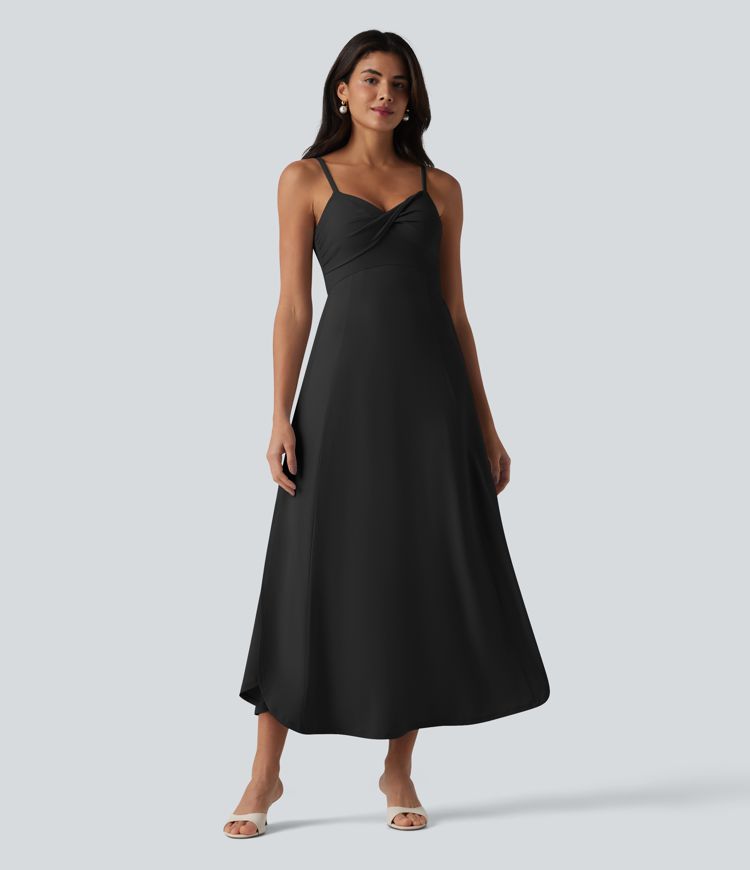 V Neck Midi Slip Dress