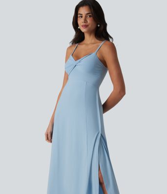 V Neck Midi Slip Dress