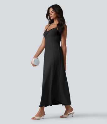 V Neck Midi Slip Dress