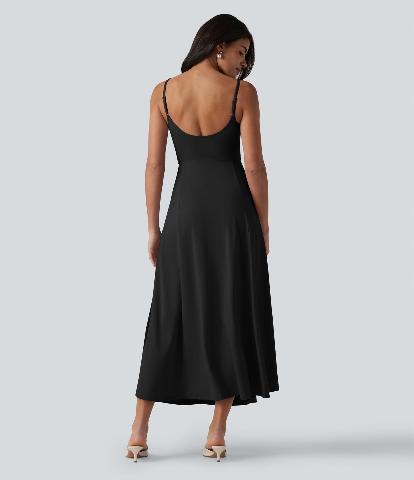 V Neck Midi Slip Dress