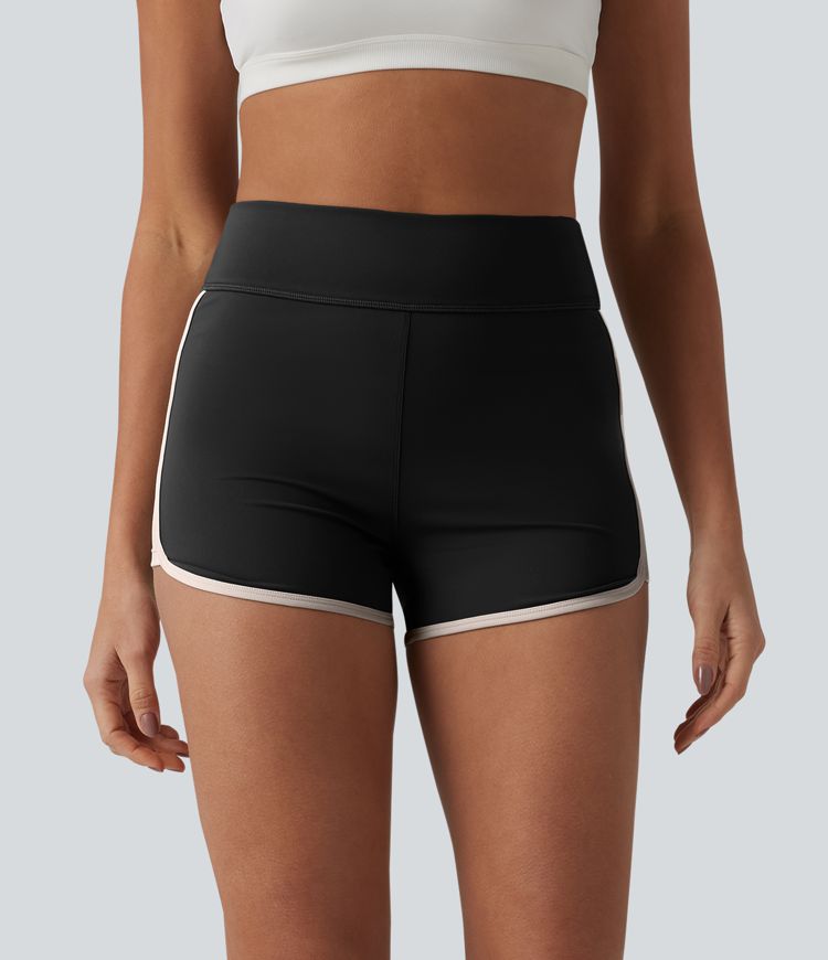 SoftlyZero™ Short de sport aérés, taille haute, à empiècements colorés, toucher frais, 2.5'' avec poches - UPF50+