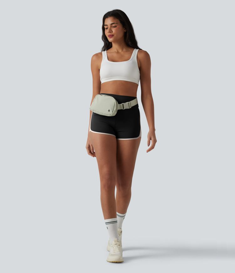SoftlyZero™ Short de sport aérés, taille haute, à empiècements colorés, toucher frais, 2.5'' avec poches - UPF50+