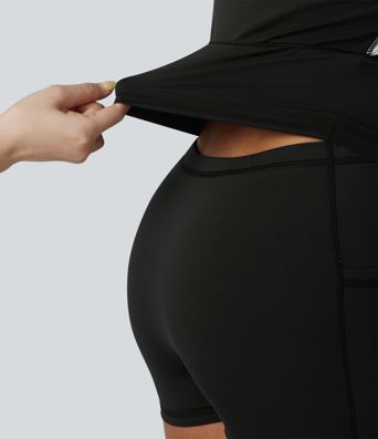 Softlyzero™ Airy Built-in Bra Color Block 2-in-1 Cool Touch Mini Tennis Active Dress with Pockets-Easy Peezy Edition-UPF50+